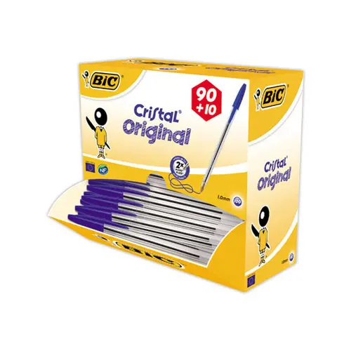 100 Stylos bille bleus Cristal - BIC
